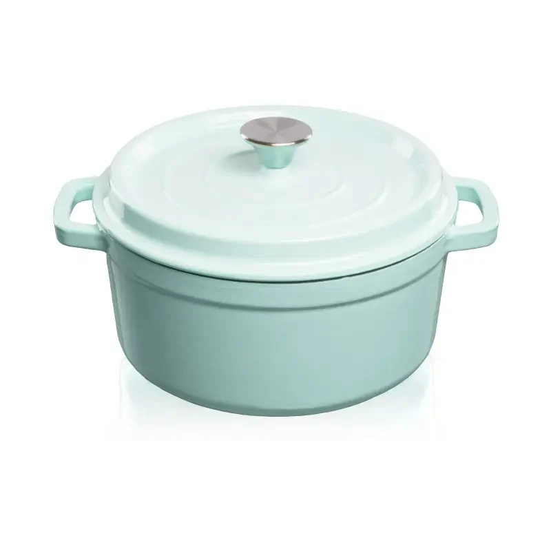Grandfeu Enamelled Cast Iron Pot in light blue, 4.7l. With Lid