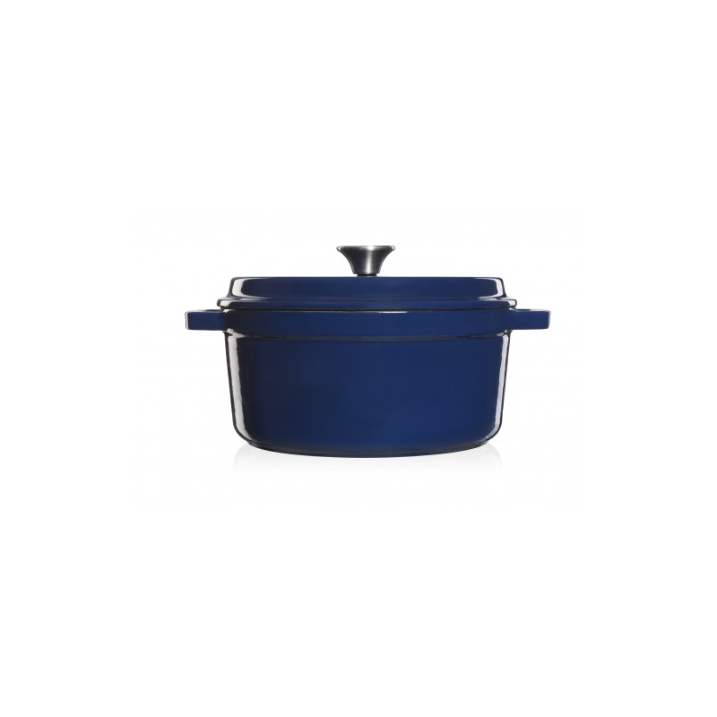 Grandfeu Enamelled Cast Iron Pot in Blue, 3.5l. With Lid