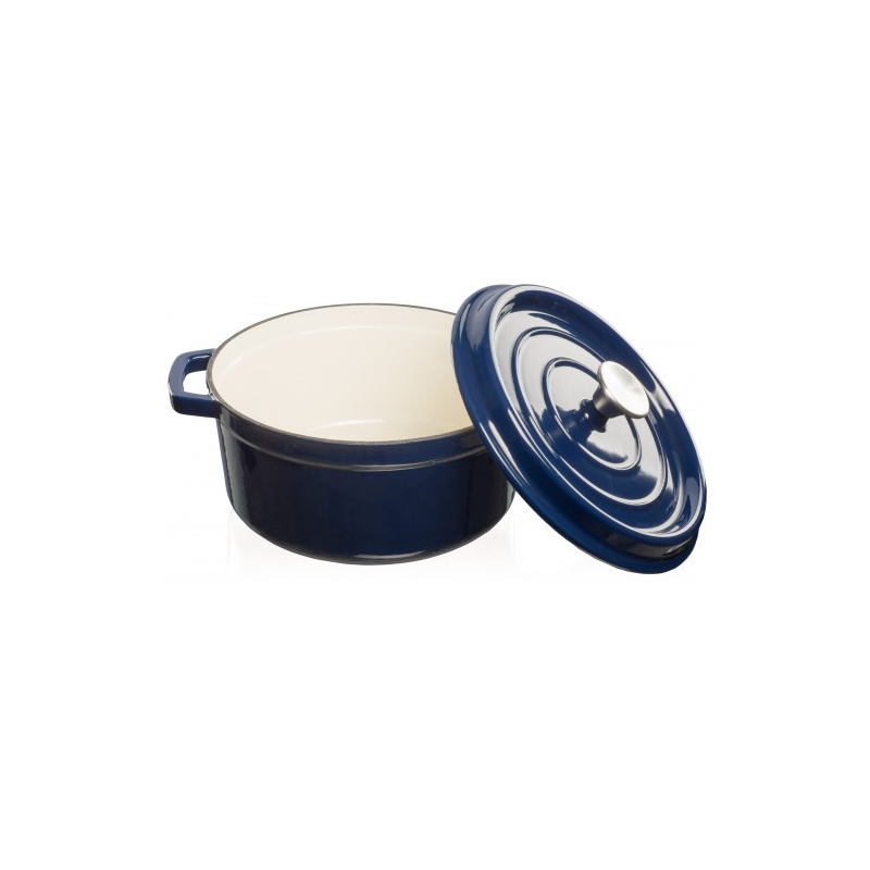Grandfeu Enamelled Cast Iron Pot in Blue, 3.5l. With Lid