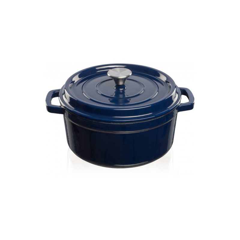 Grandfeu Enamelled Cast Iron Pot in Dark Blue Colour, 4.7l.