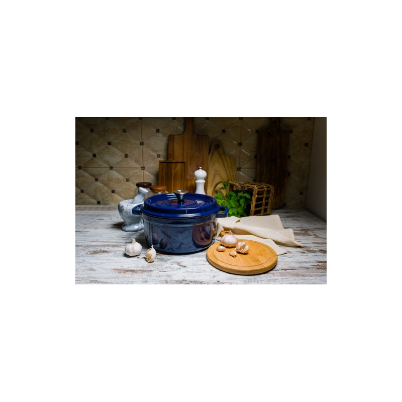 Grandfeu Enamelled Cast Iron Pot in Blue, 4.7l. With Lid