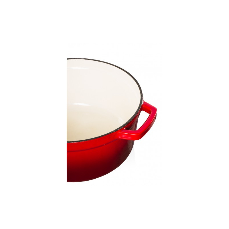 Grandfeu Enamelled Cast Iron Pot in Red, 3.5l. With Lid