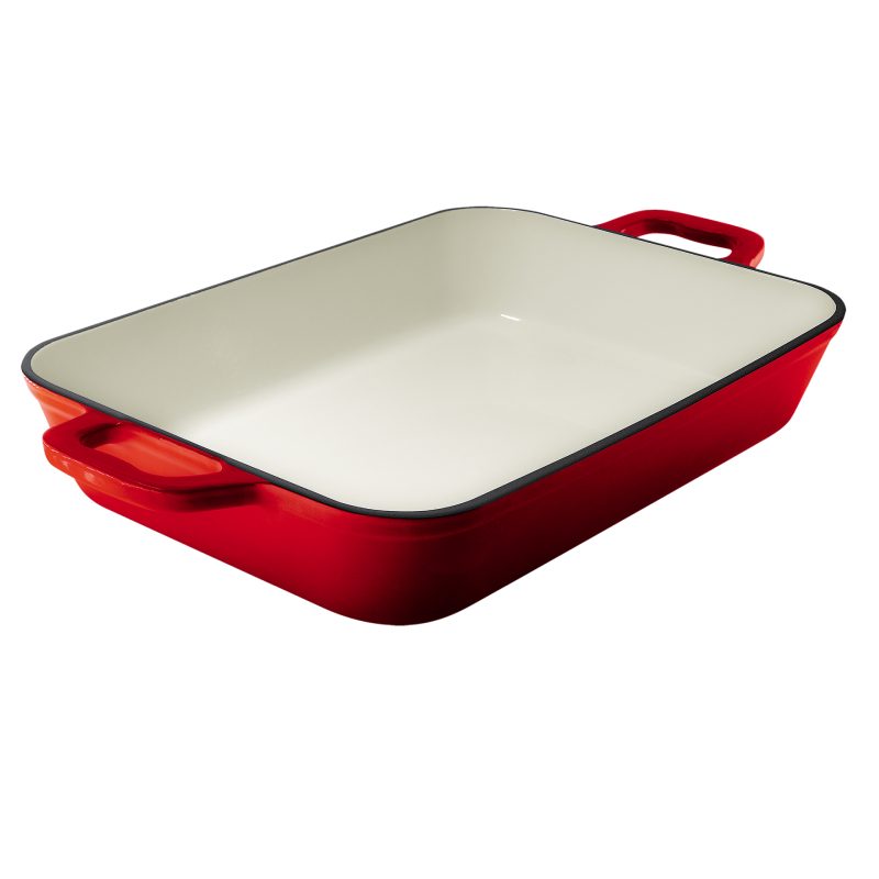 GrandFeu Enamelled Cast Iron Dish in Red 3.2l.
