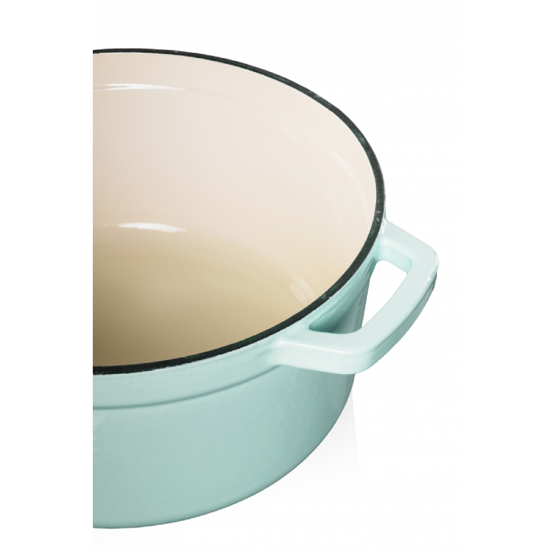 Grandfeu Enamelled Cast Iron Pot in Light Blue Colour, 3.5l. With Lid