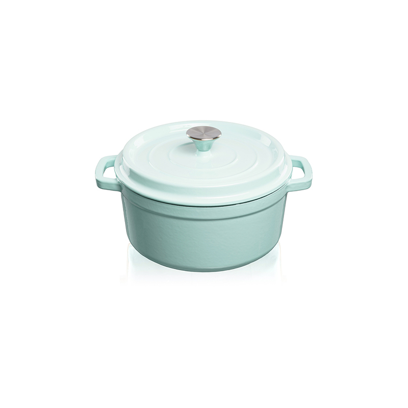 Grandfeu Enamelled Cast Iron Pot in Light Blue Colour, 3.5l. With Lid