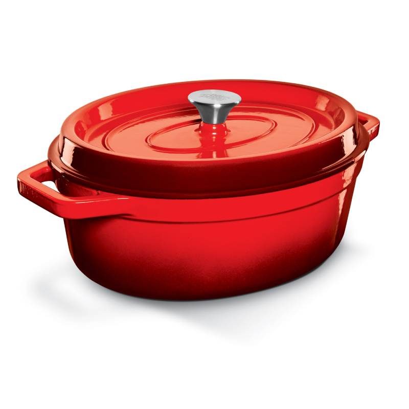 Grandfeu Red Cast Iron Pot 5.6 l. With Lid